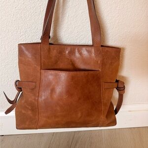 BORN Leather Tote Bag with Front Pocket